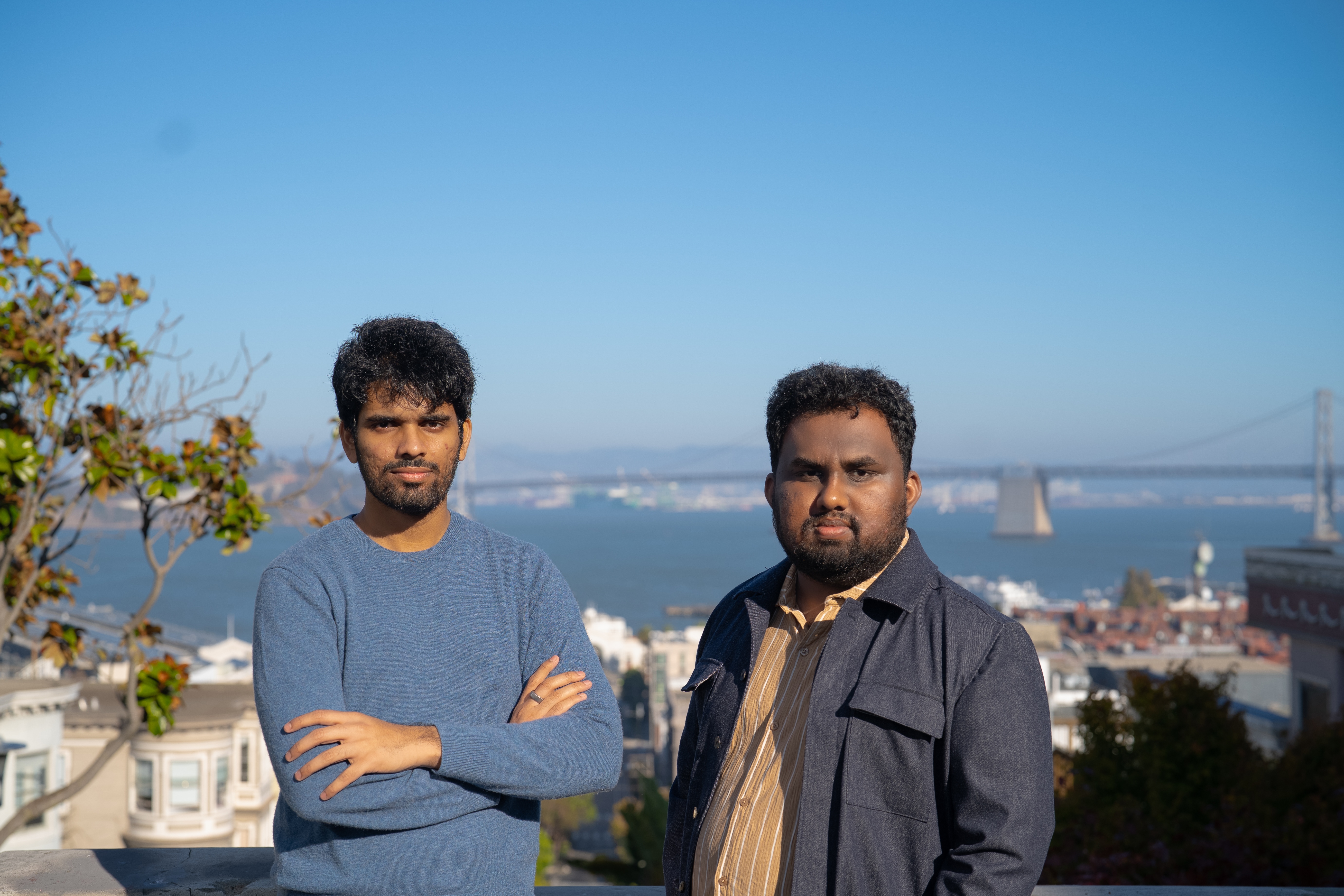 Giga cofounders Esha Dinne, left, and Varun Vummadi, right, in San Francisco
