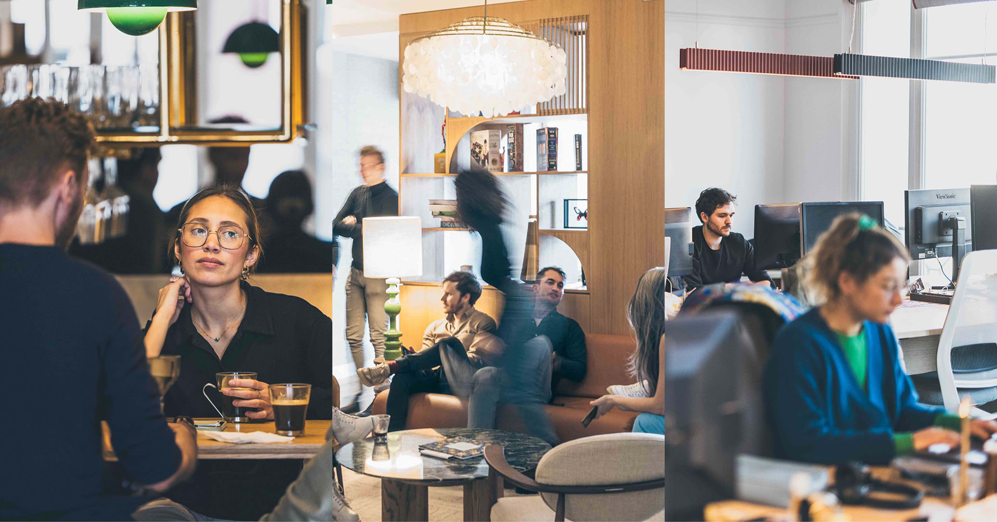 Vectors team members working and meeting in the agency's Paris office