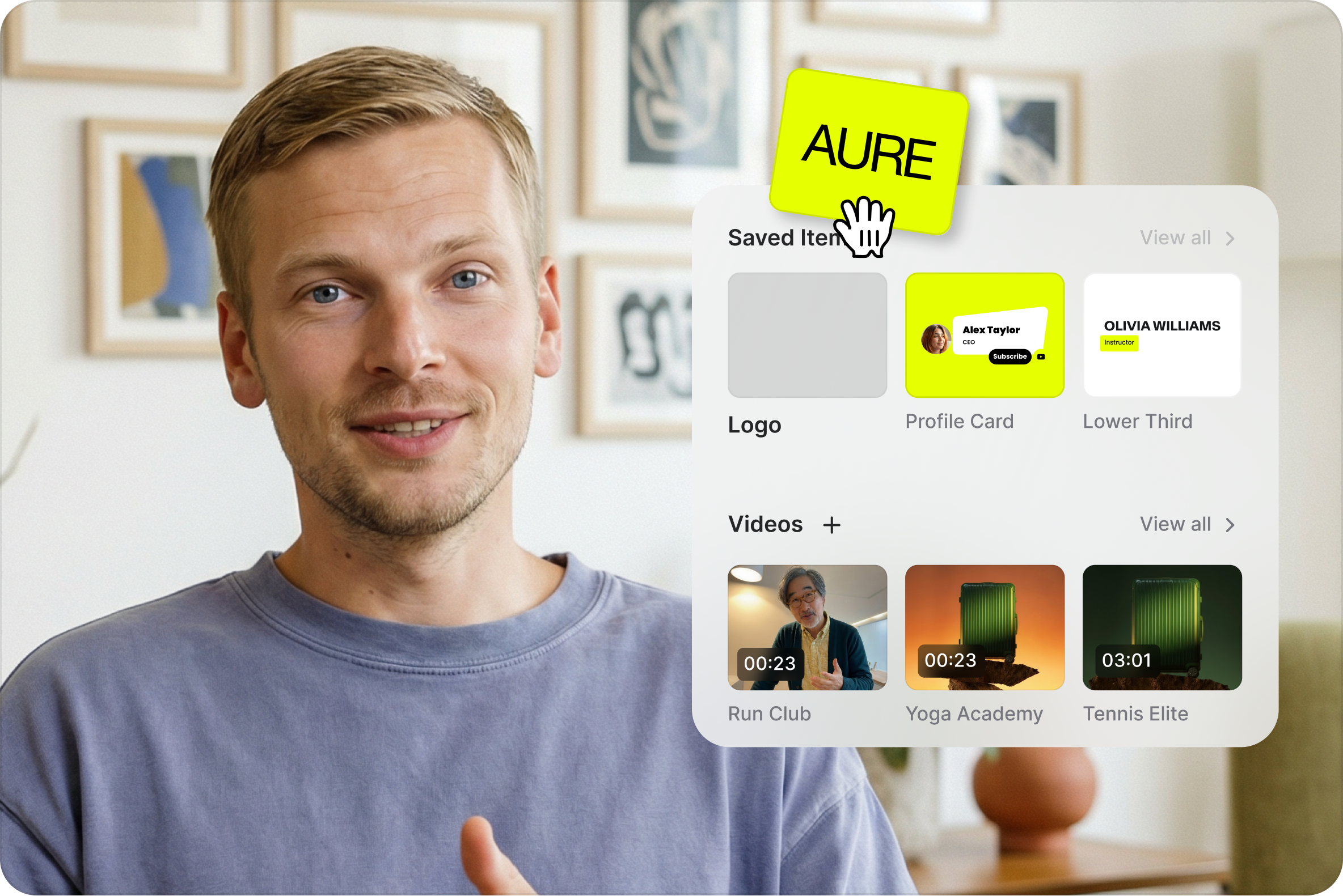 VEED editor showing a saved brand asset being placed on video