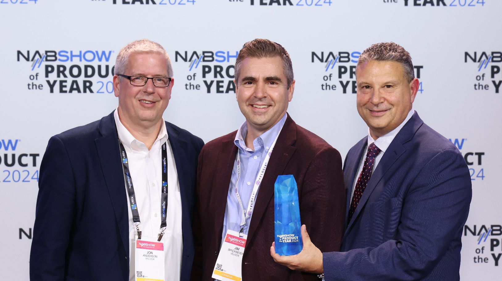 Jon Anderson, Jim Brickmeier and Eric Trabb at the NAB Show 2024 award presentation