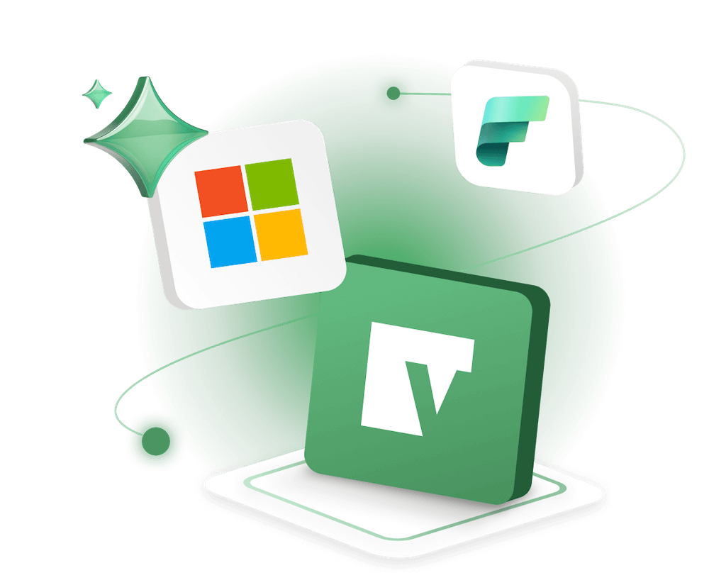 Diagram showing Vena connected with Microsoft Fabric, Power BI and enterprise data