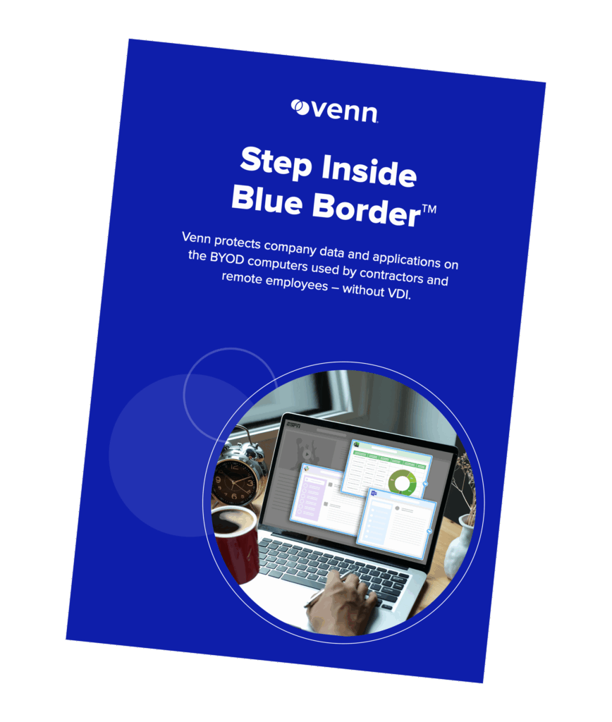 Venn Blue Border secure workspace running on a personal laptop