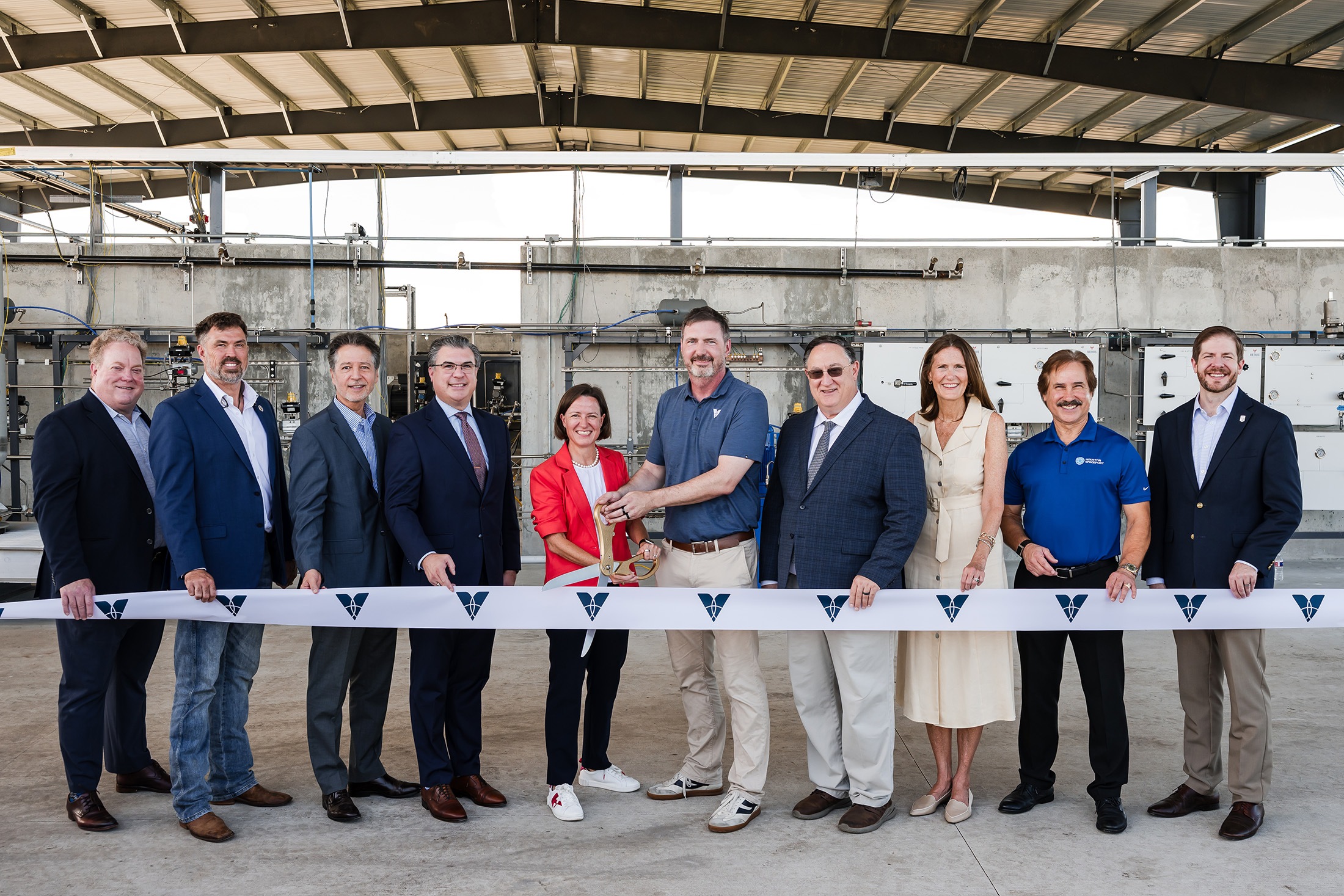 Venus Aerospace and guests at the new Houston Spaceport propulsion test stand opening