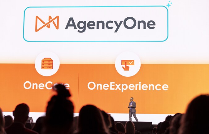 AgencyOne presentation onstage at Vertafore Accelerate 2026