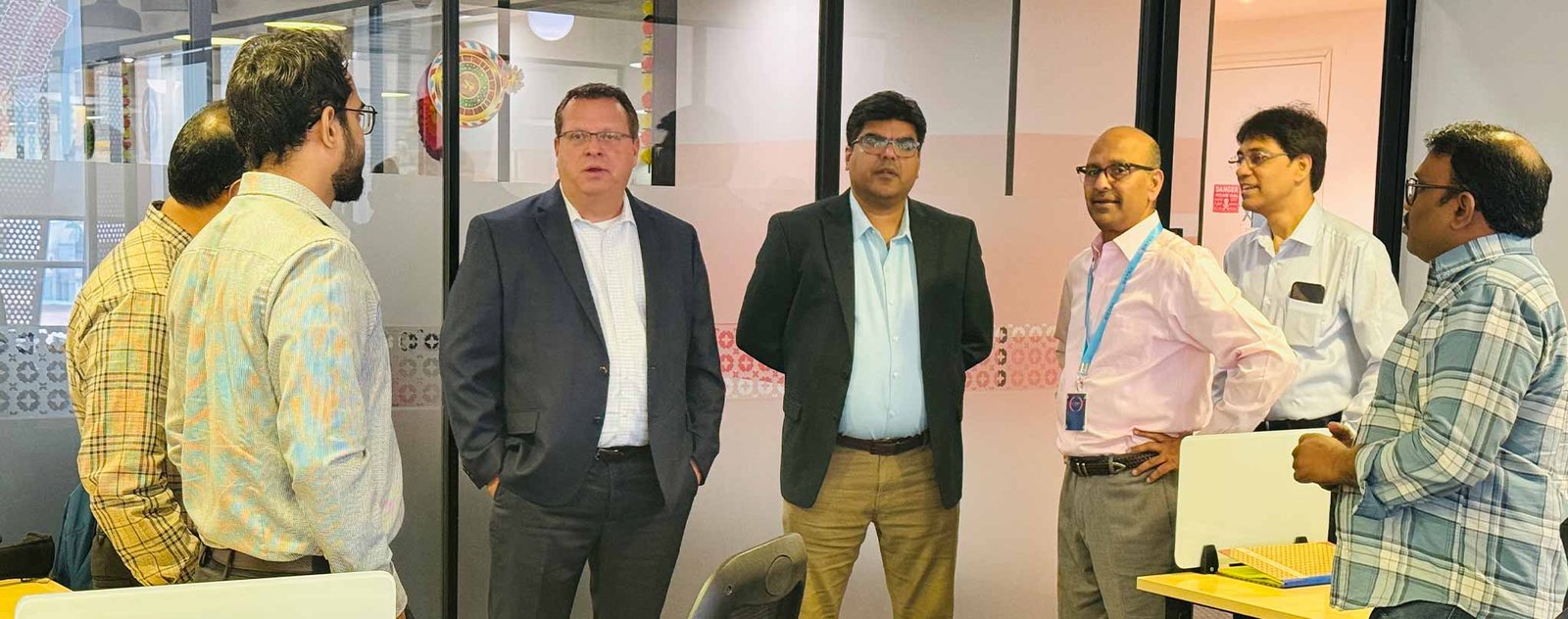 Novelis and Vertex leaders meeting during a visit to Vertex’s Hyderabad office