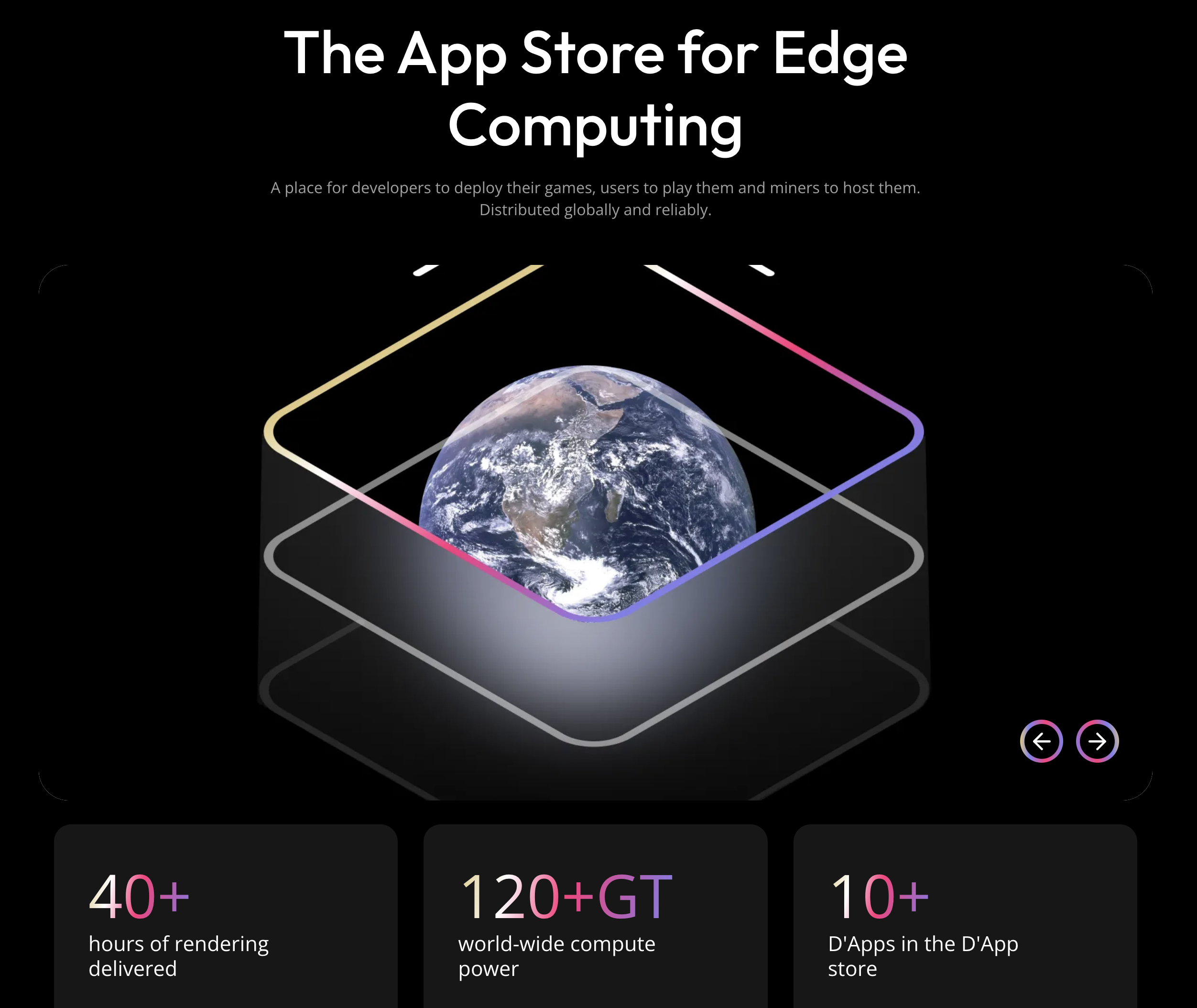 Archived Vertex website graphic describing an app store connecting developers, players and hardware providers