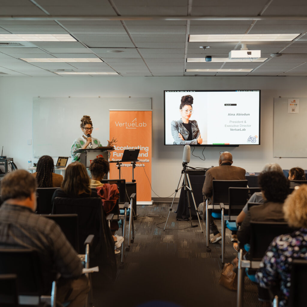 Aina Abiodun speaking at a VertueLab event