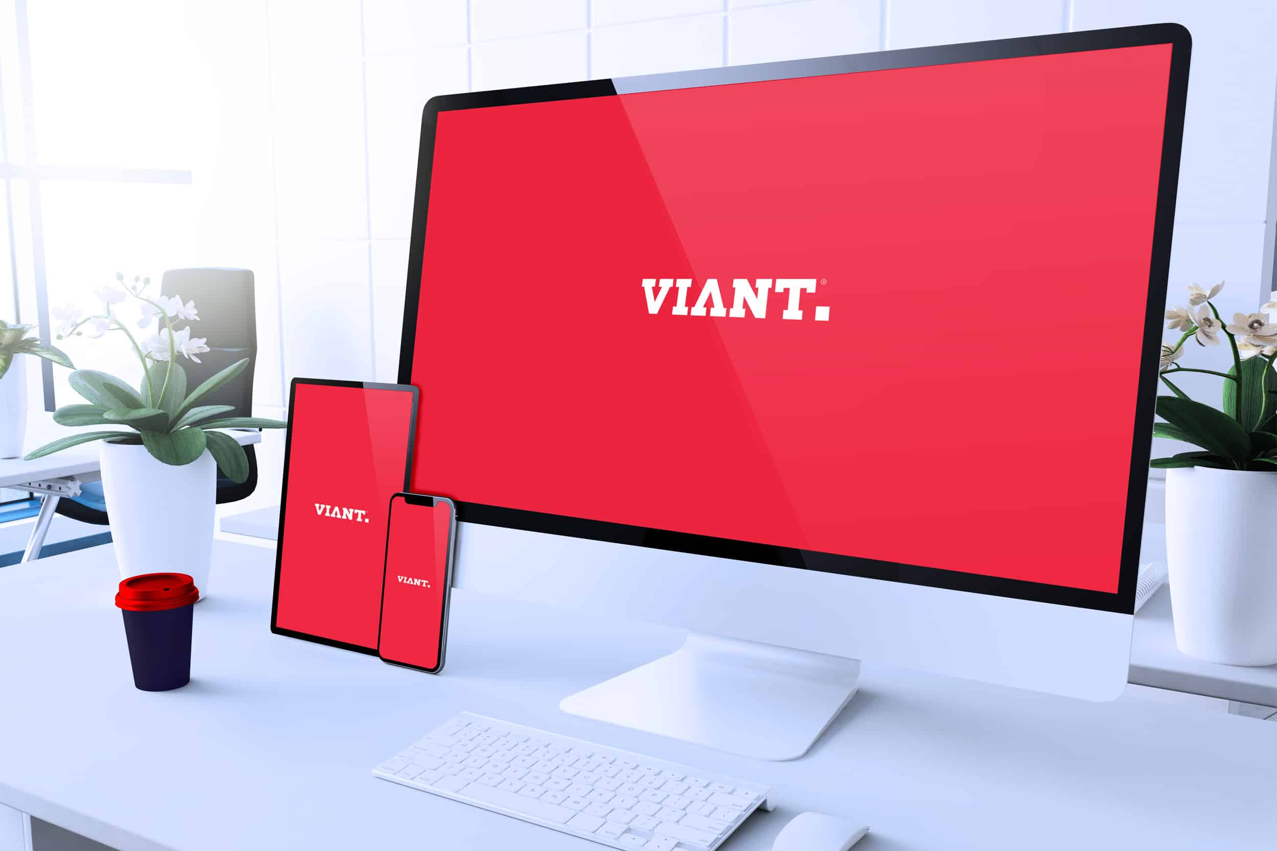 Viant brand displayed across desktop, tablet, and phone screens