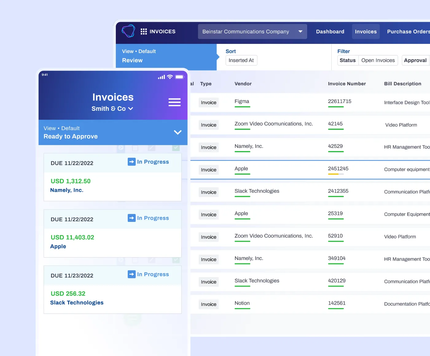 Vic.ai product illustration showing an invoice and its extracted accounting fields