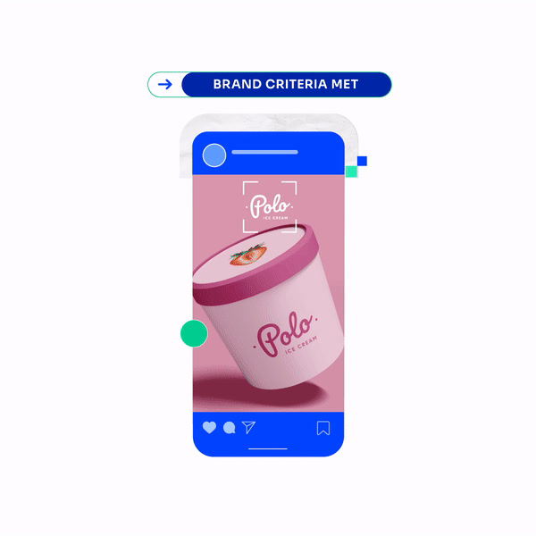 VidMob illustration showing brand criteria met on a mobile ice cream advertisement