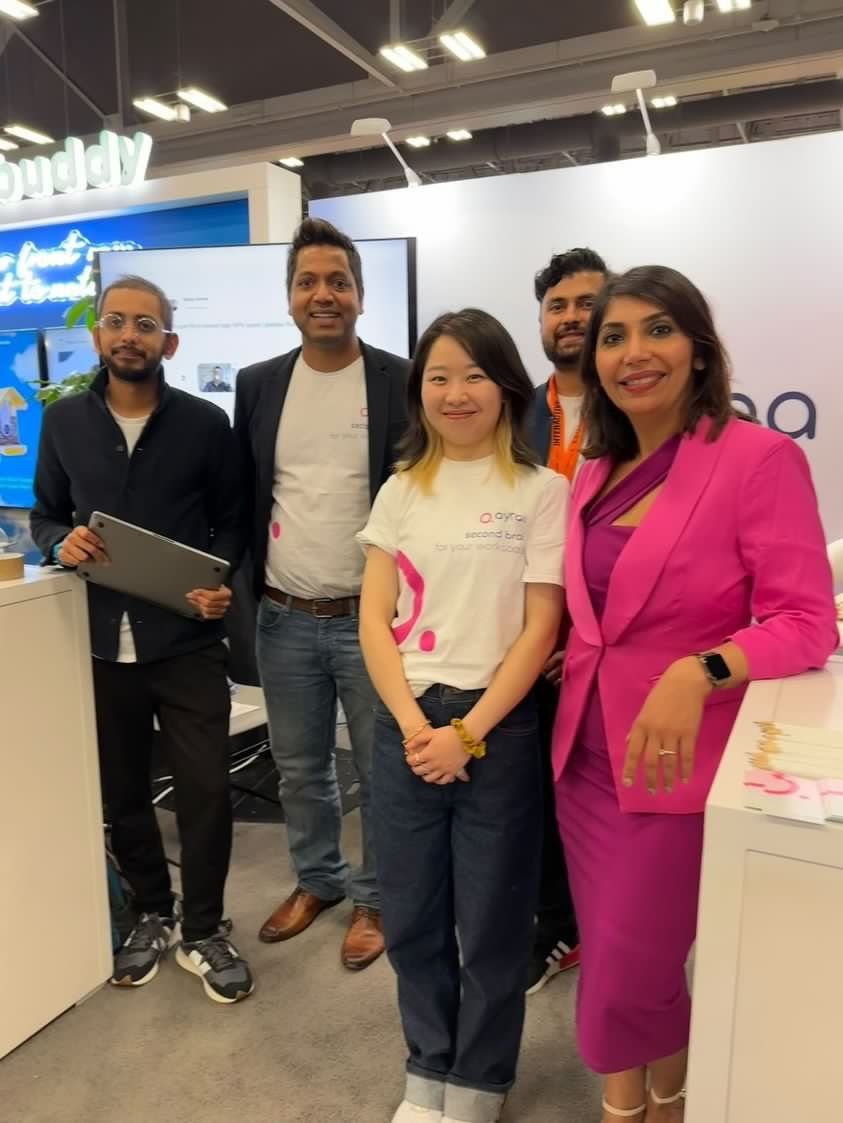 Vinay Mahadik, second from left, with colleagues at the Ayraa booth at SXSW in 2023