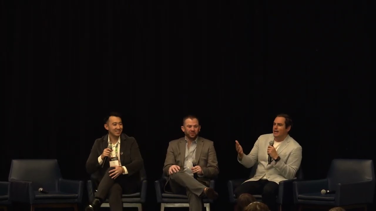 Vince Ning, at left, speaking on an IgniteIt panel with Jeff Guillot and Steven Ernest