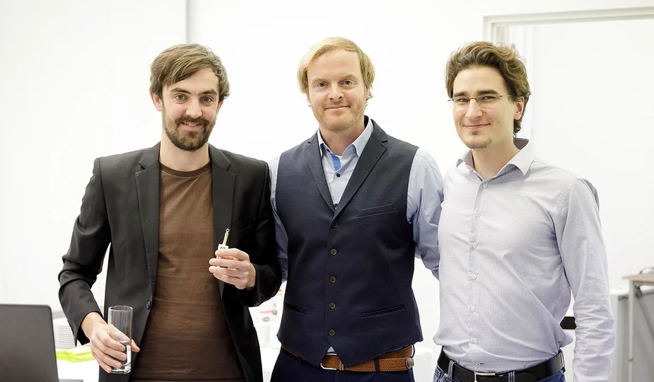 Betterguards co-founders Timo Stumper, Vinzenz Bichler and Max Müseler at the production opening