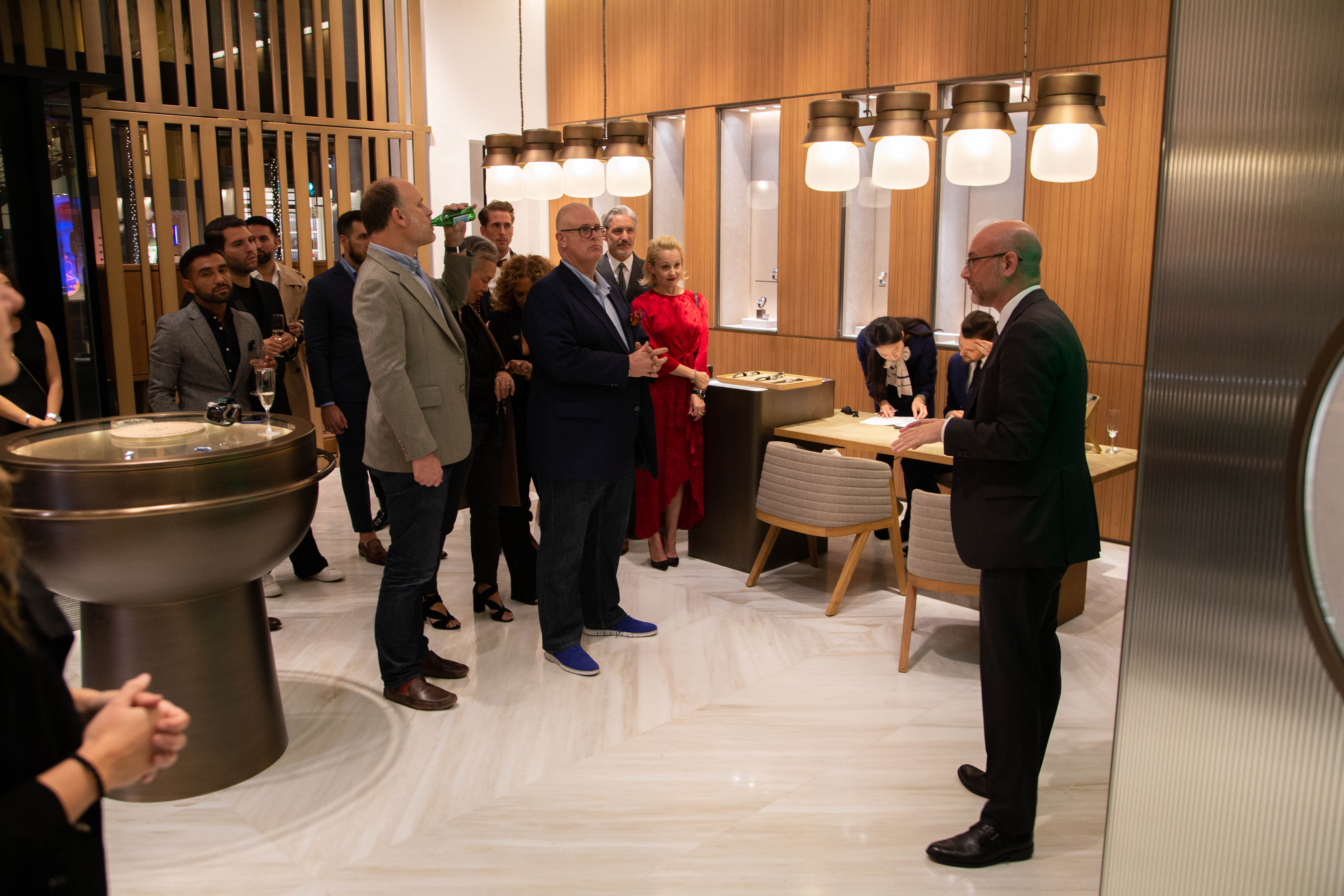 Guests gathered inside the Panerai boutique during its opening celebration