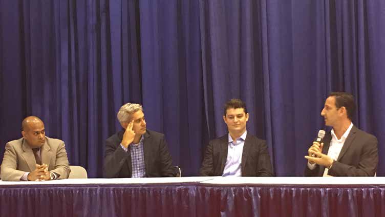 Vishu Ramanathan, second from left, listening alongside three fellow technology panelists at the 2016 REALTORS Conference and Expo.
