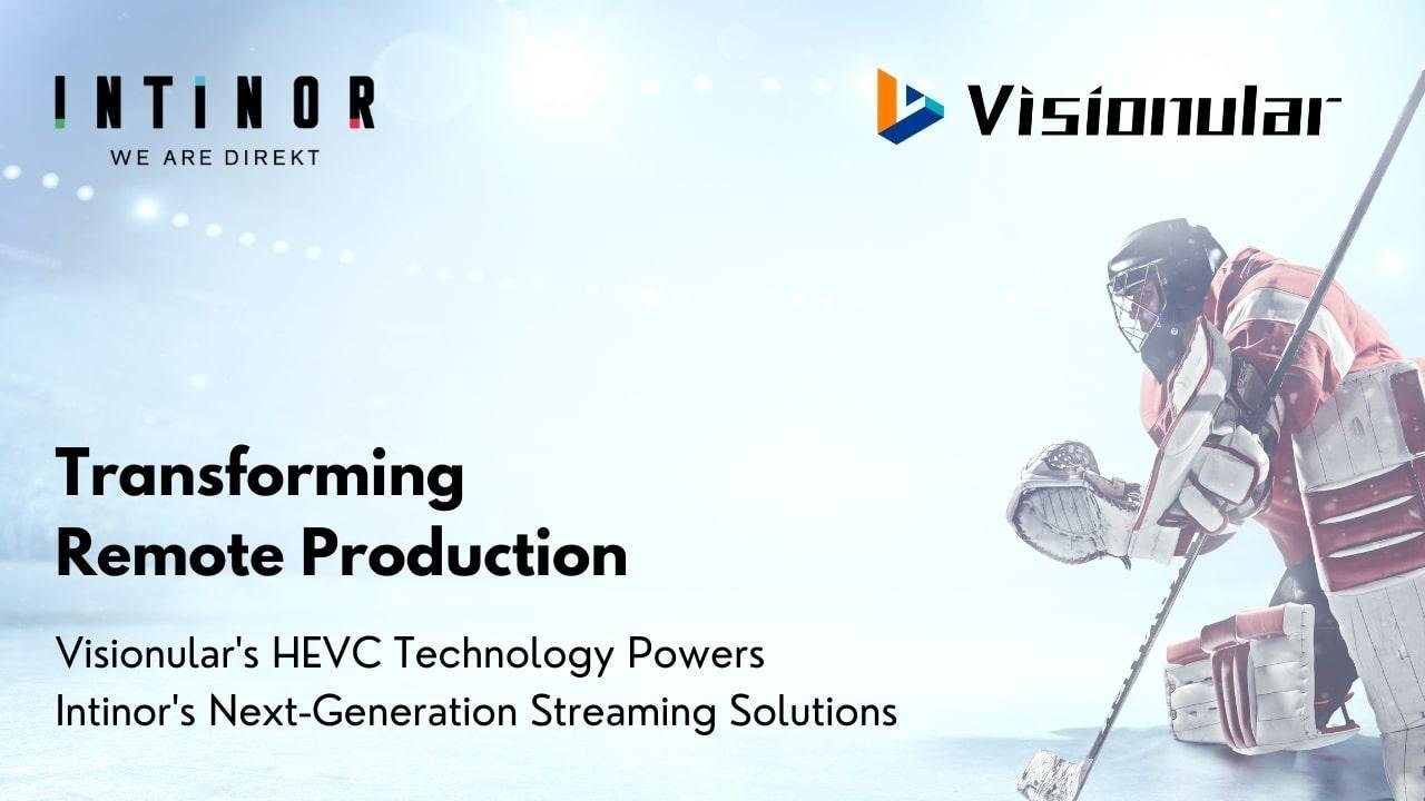 Intinor and Visionular partnership press artwork showing an ice hockey goalkeeper