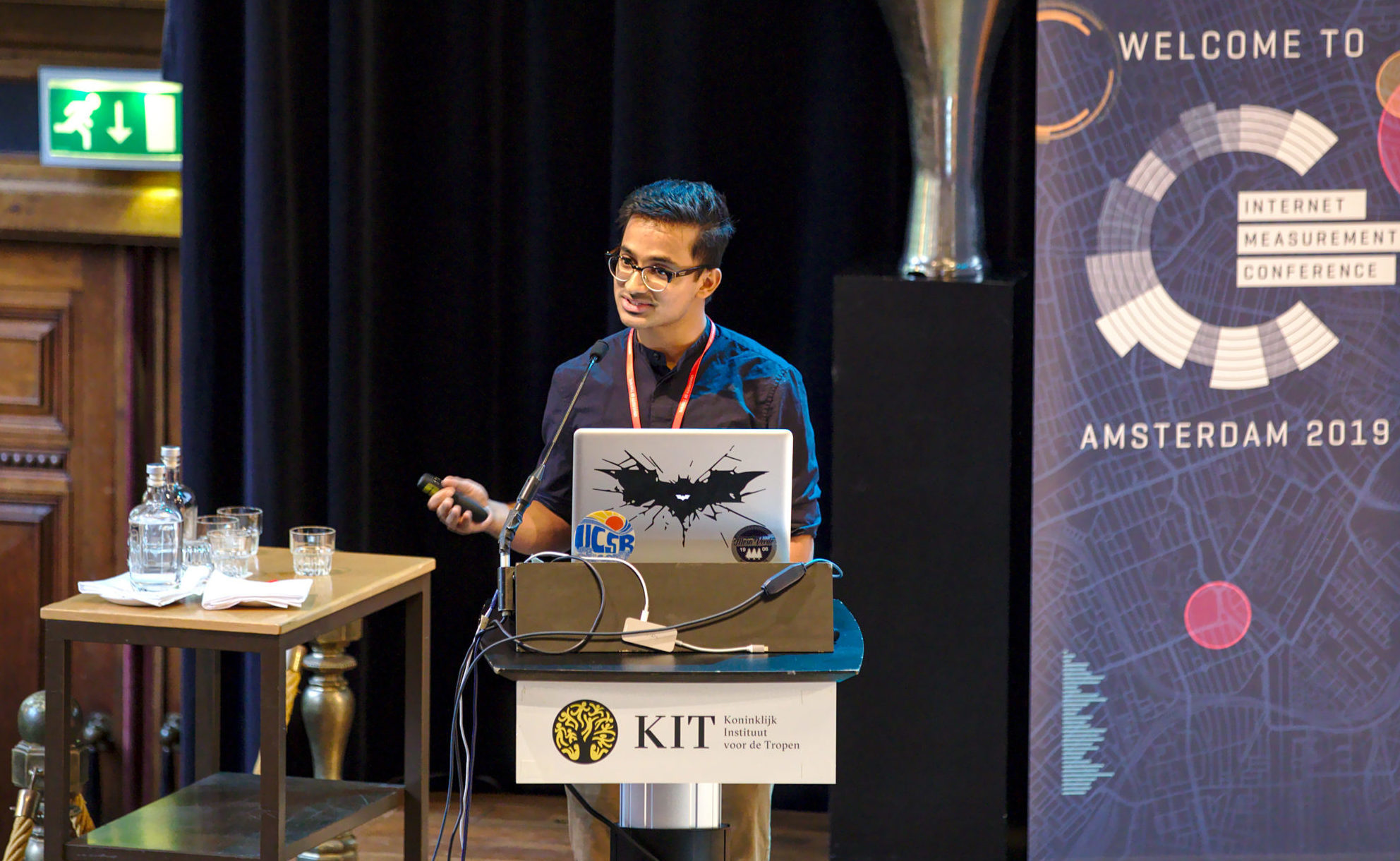 Vivek Adarsh presenting LTE network research at the Internet Measurement Conference in Amsterdam in 2019