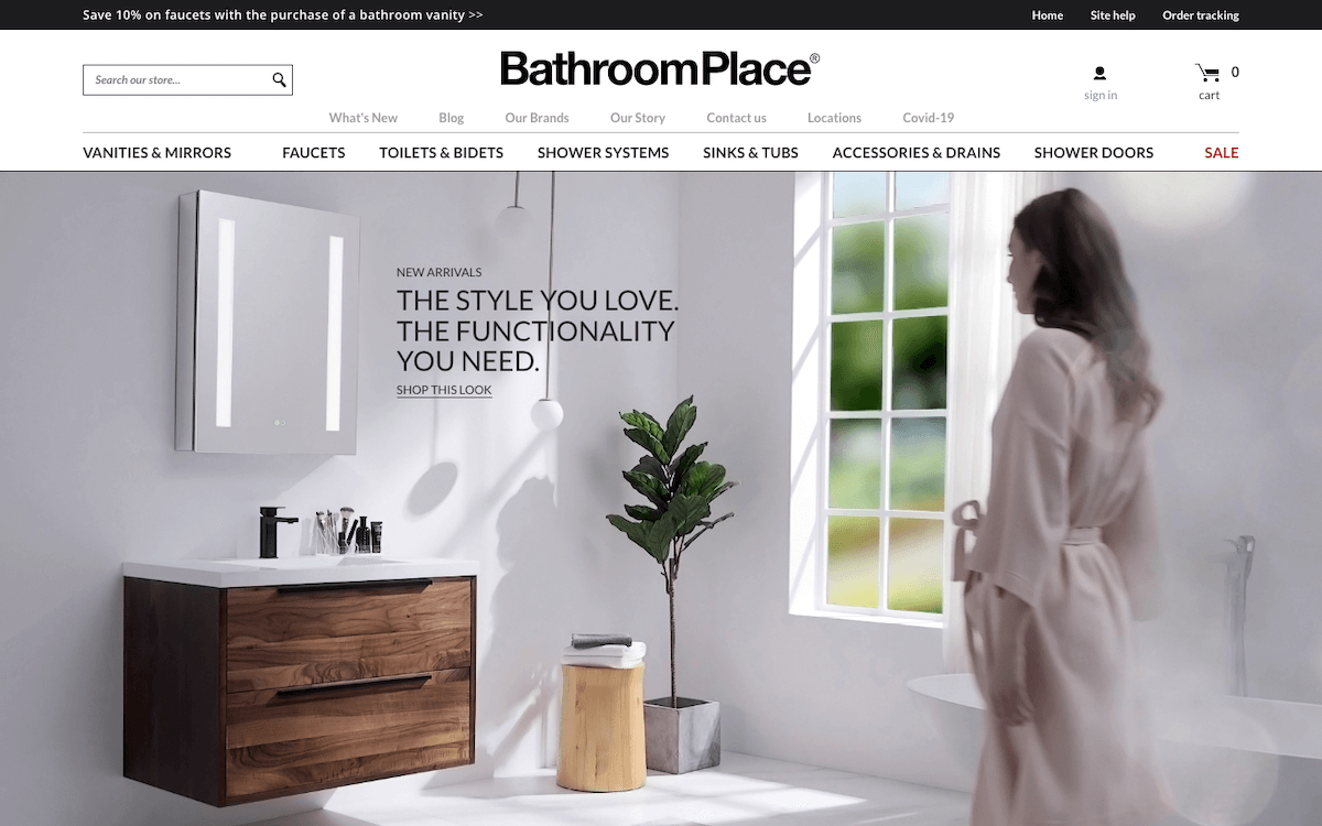 Bathroom Place online storefront shown in Volusion’s 2023 merchant story