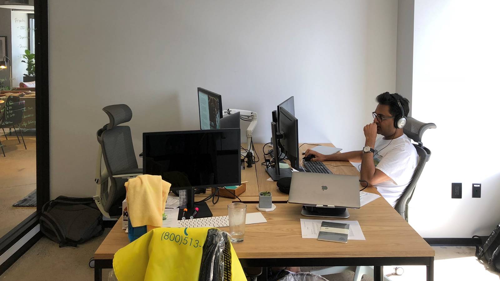 Priyesh Ranjan working at a desk in Vorto’s first office in 2018