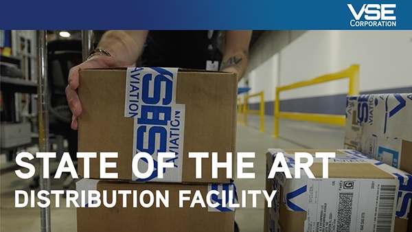 A VSE Aviation employee handling boxed inventory in the Miami distribution operation