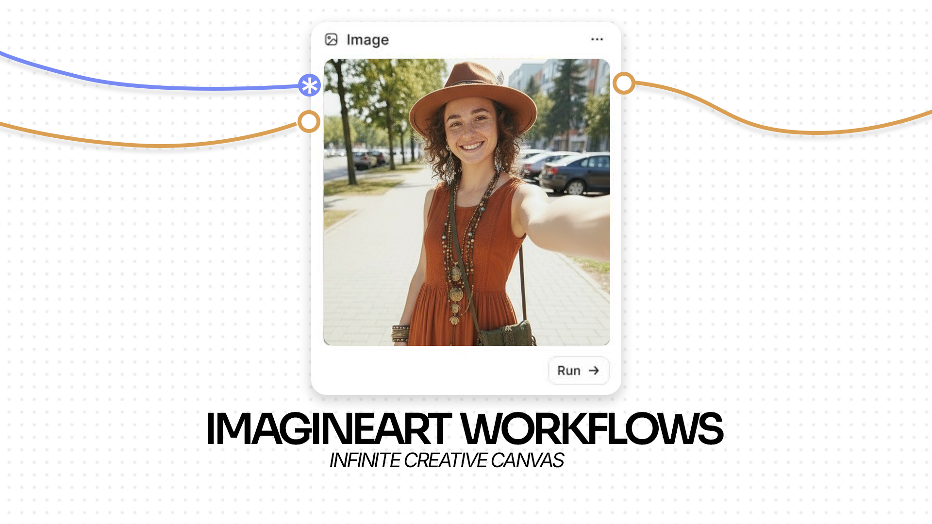 ImagineArt launch artwork showing an image node connected by colored workflow lines