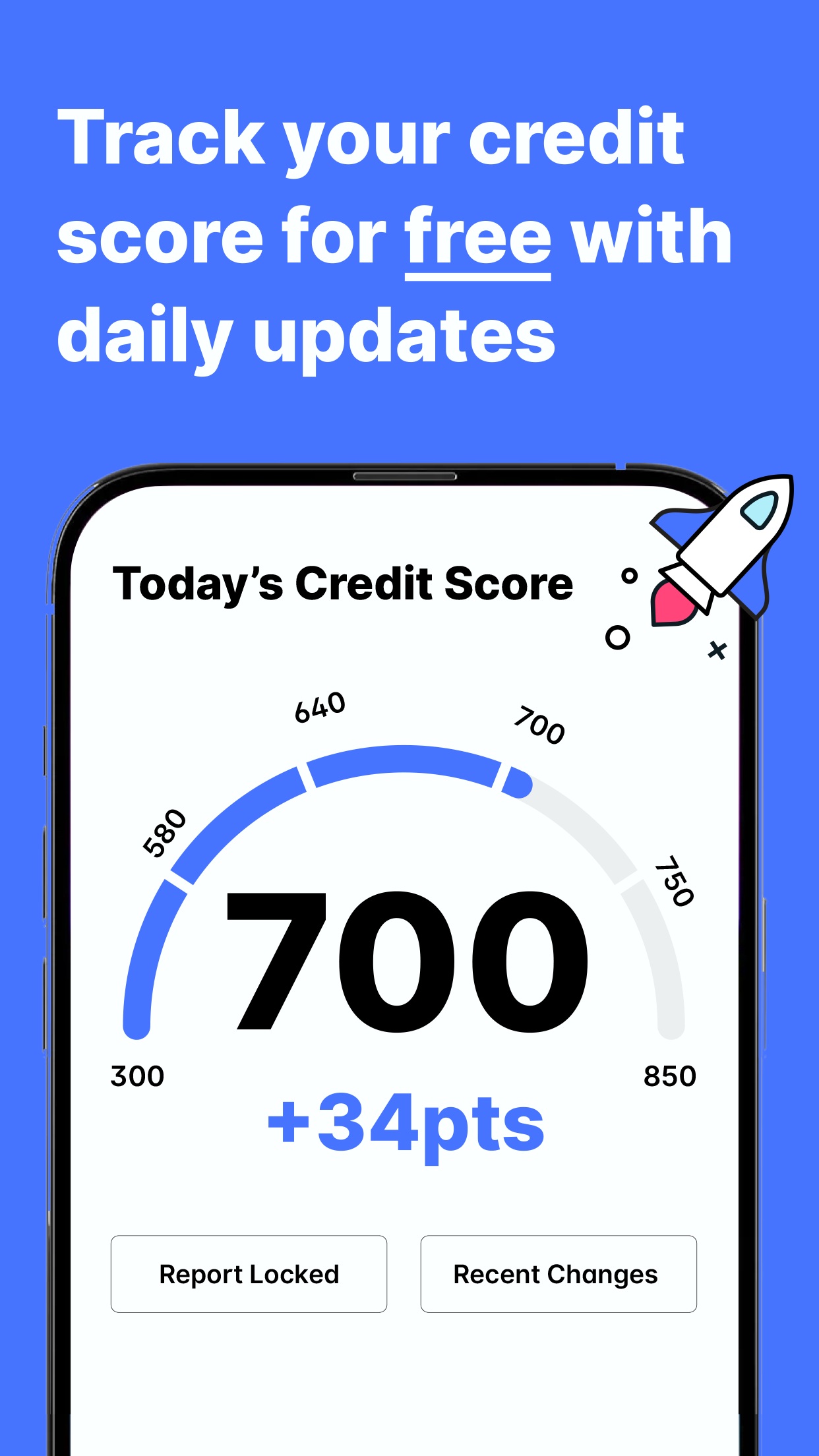 WalletHub promotional screen showing a sample credit score of 700 and daily updates