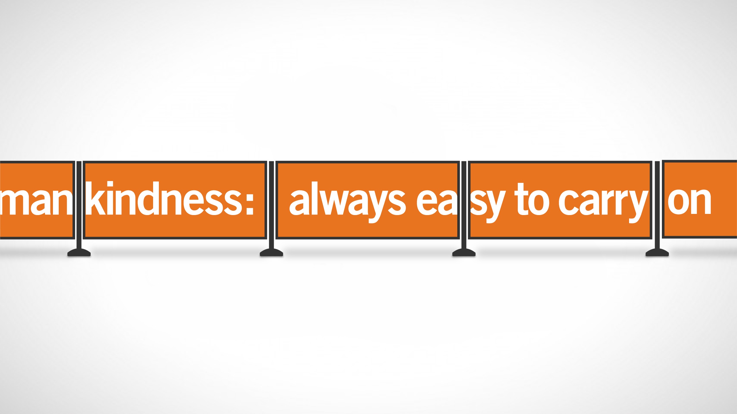 Dignity Health campaign mockup showing orange queue signs carrying a message about humankindness