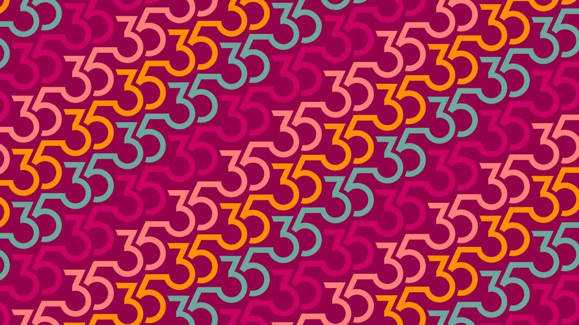 Wallrich’s colorful repeating number 35 anniversary artwork