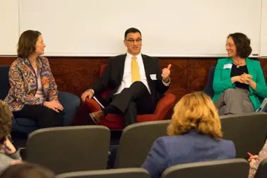 Wally Haddick seated between two fellow panelists during a 2019 ABCT discussion