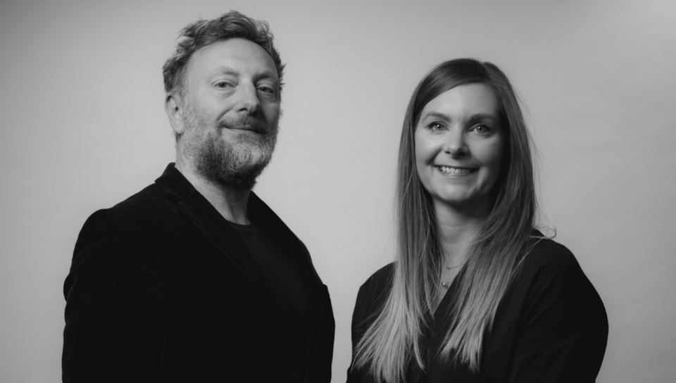 Warren Johnson, left, and Katie Turner in the press photograph for W’s B2B technology practice launch