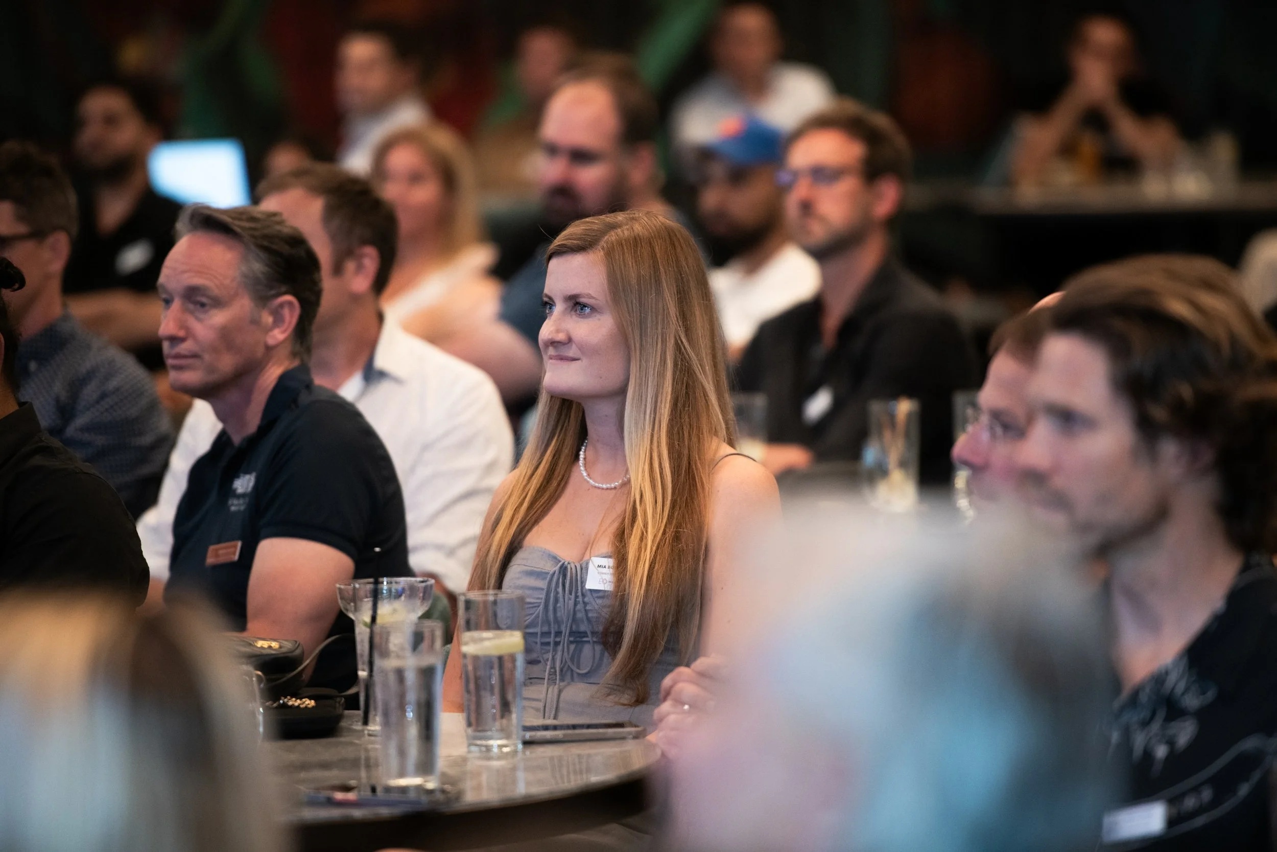 Entrepreneurs listening during Warren Rustand’s EO Melbourne speaking event