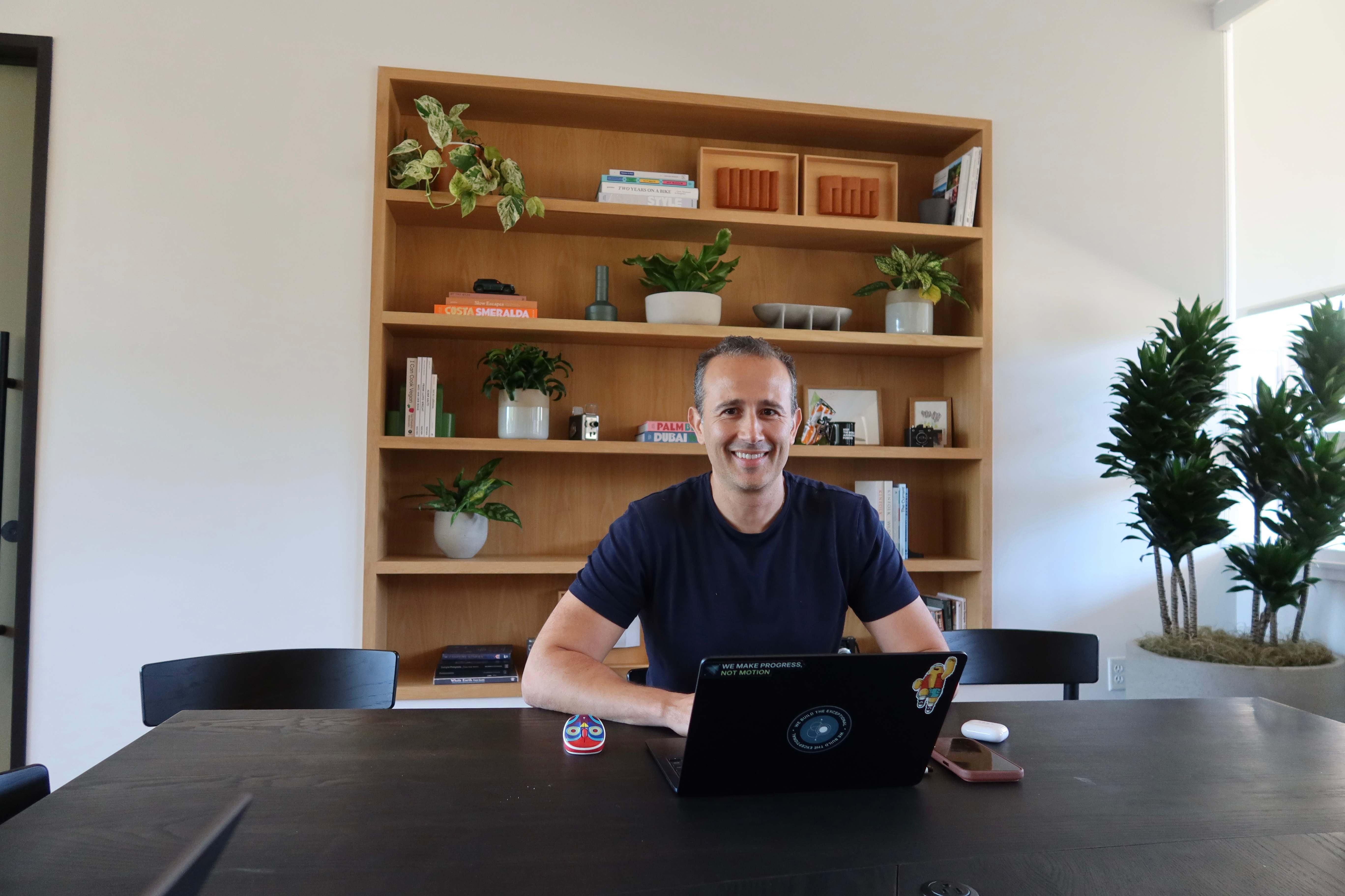 Wassym Bensaid at a table with a laptop during his May 2026 R2 software AMA.