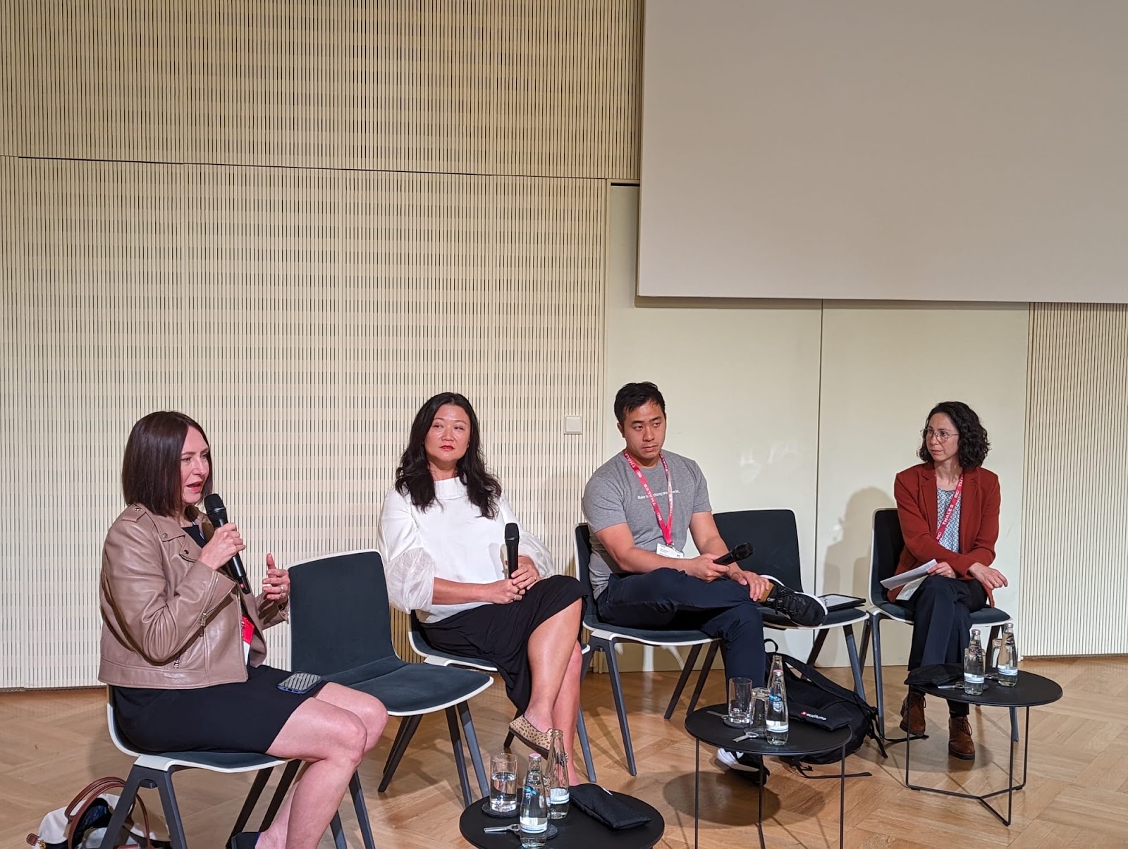 Wayne Chang seated third from left with fellow panelists at the European Identity and Cloud Conference in Berlin.