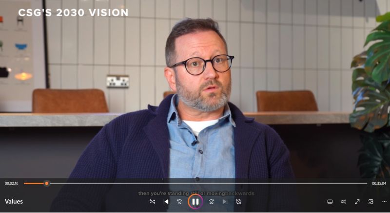 Wayne Underwood speaking in a filmed interview labelled CSG’s 2030 Vision