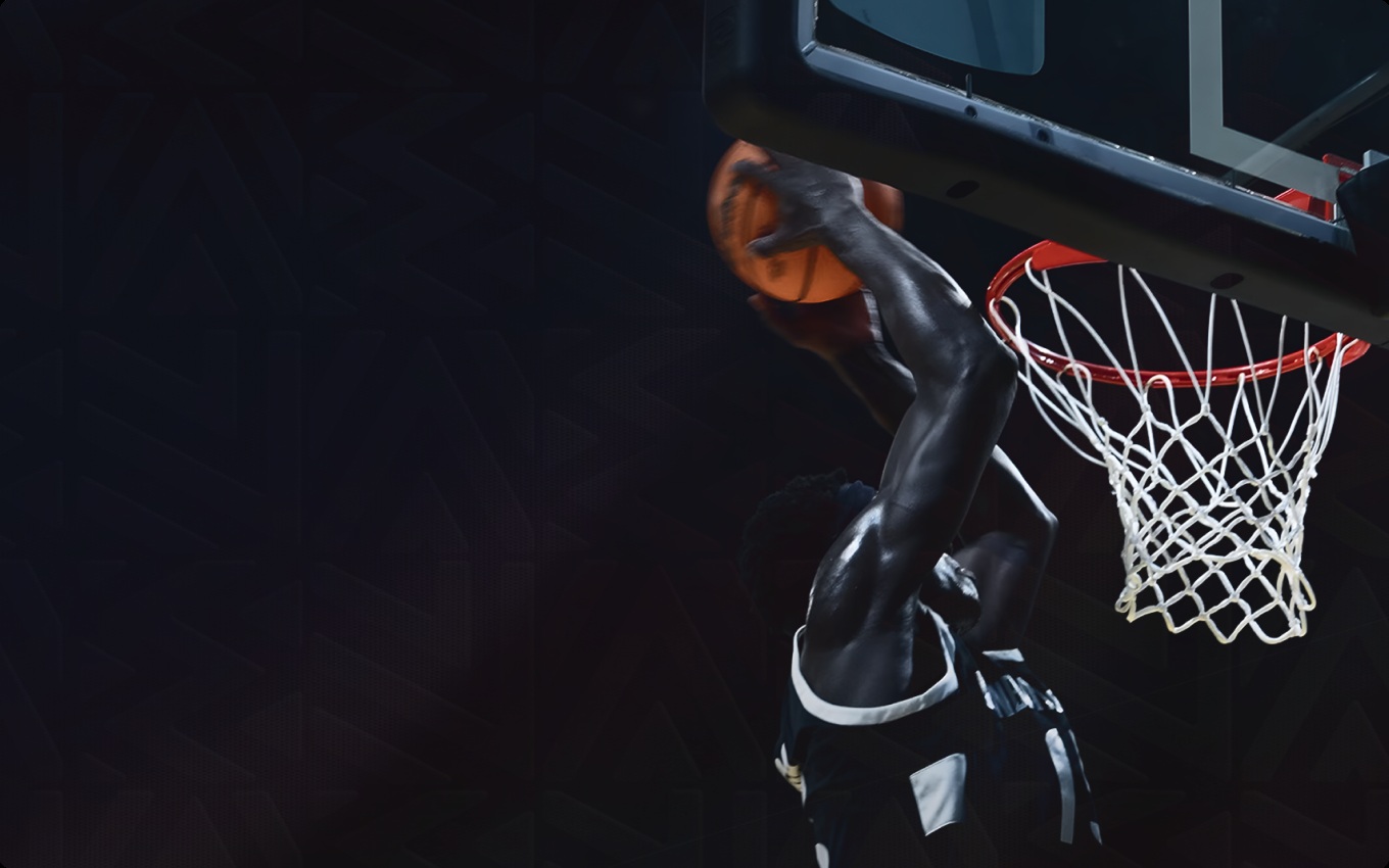 Basketball player rising toward the hoop in Webloo’s BAL portfolio artwork