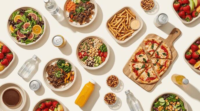 A spread of boxed meal choices shown by WeBox