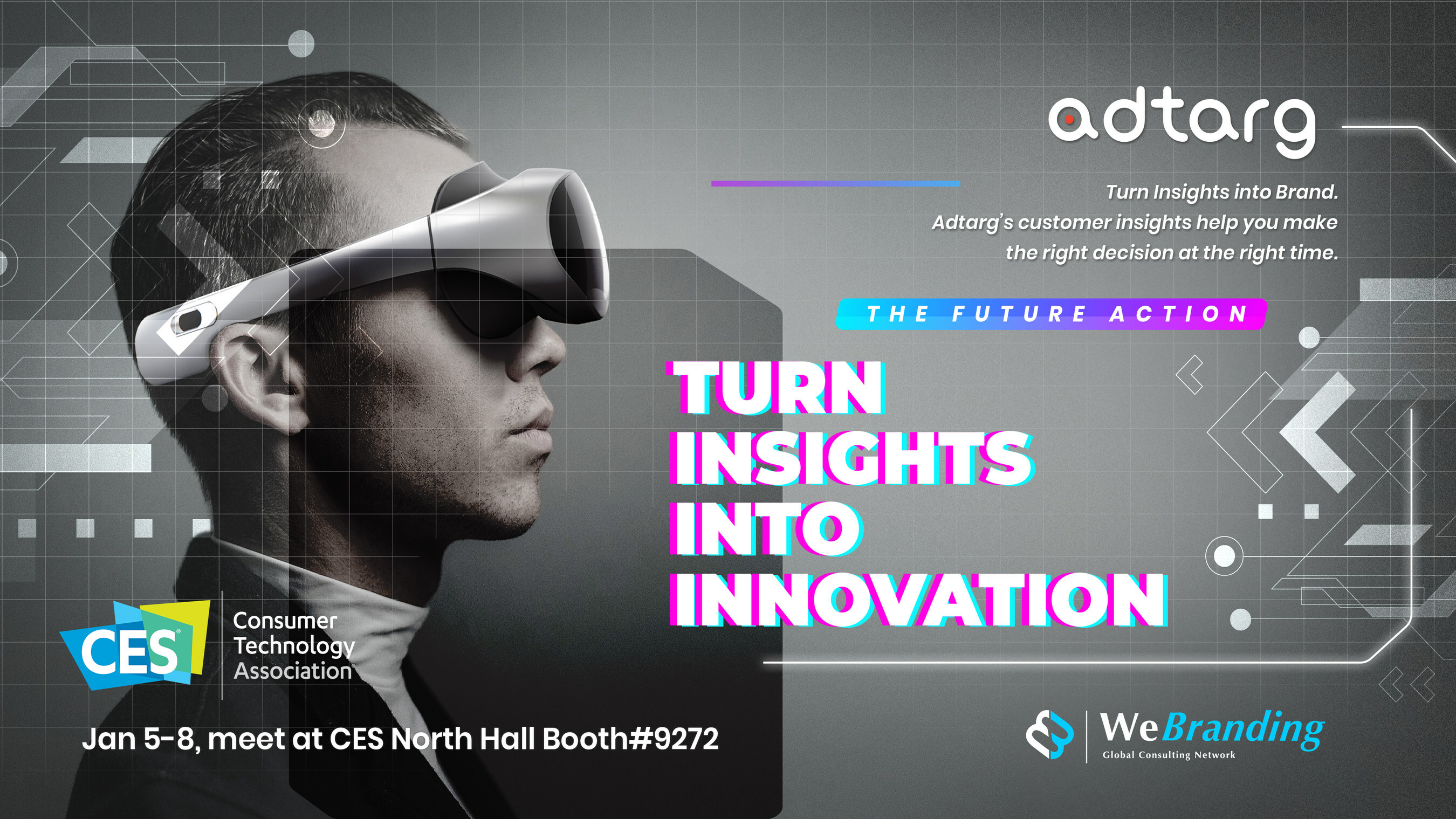 WeBranding Global advertisement for its Adtarg AI marketing platform at CES 2023