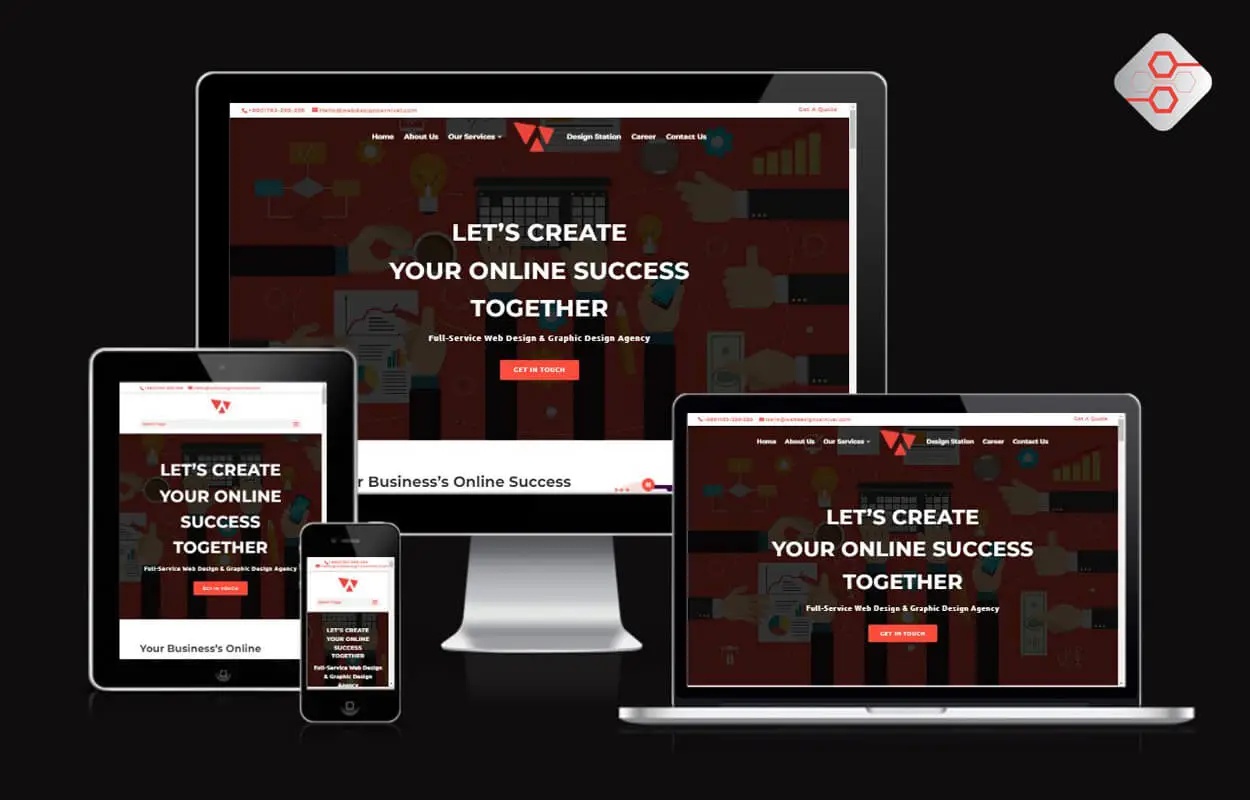 Web Design Carnival website mockup shown on a desktop monitor, laptop, tablet and phone