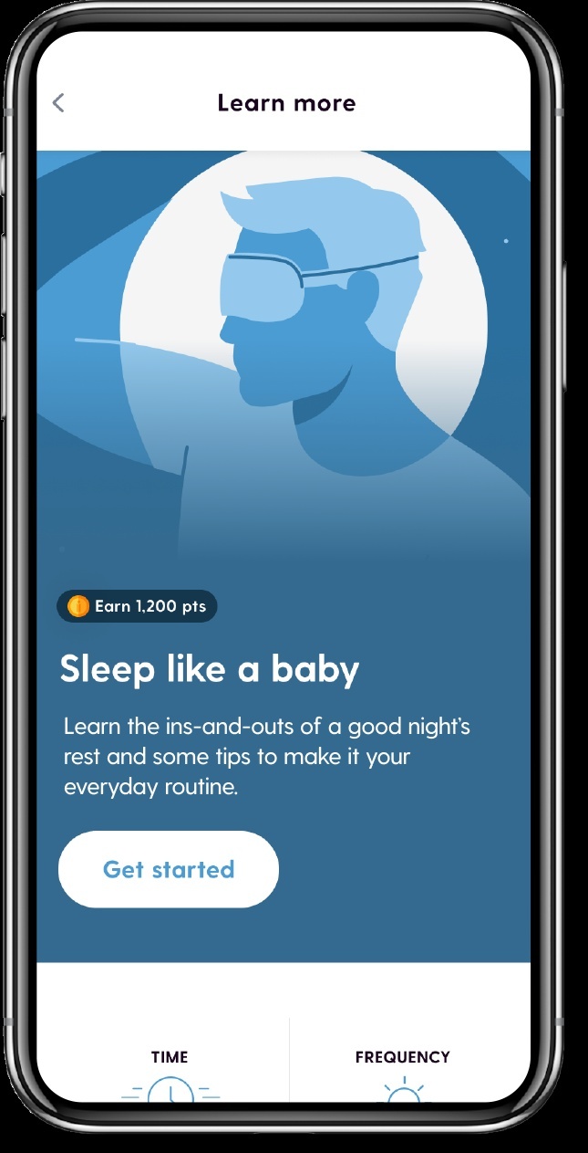 Official Well product screen showing its personalized next healthy step experience