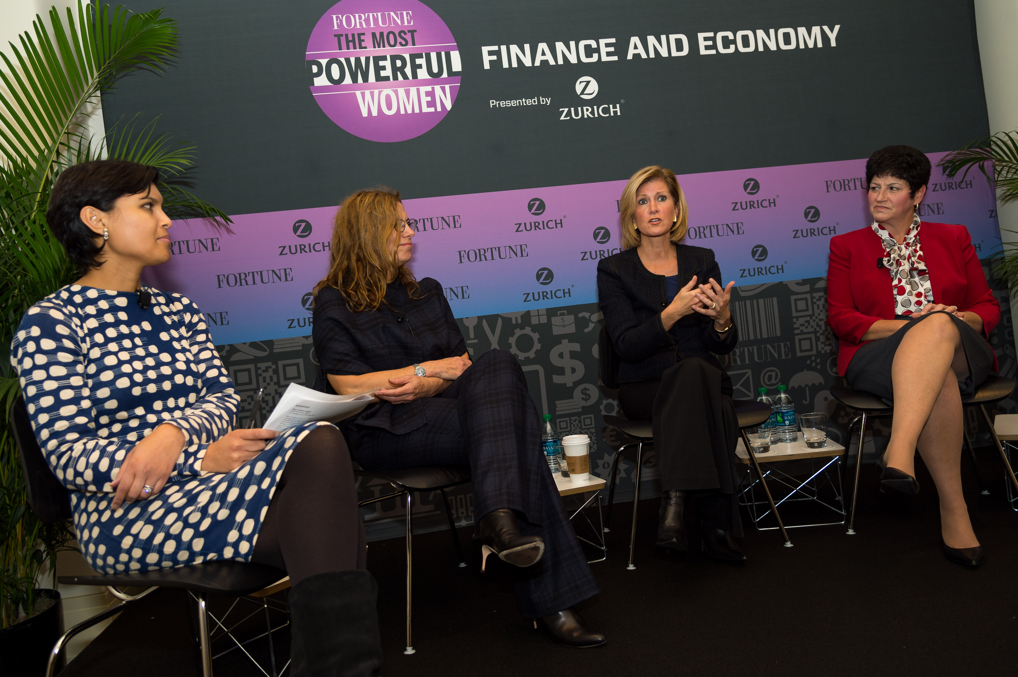 Wellington Denahan, seated second from left, participating in a finance panel at Fortune's 2013 Most Powerful Women summit