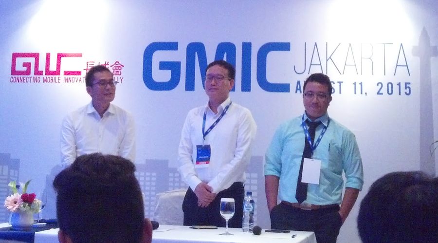 Wen Chu, Wang Gaofei and Rama Mamuaya at the GMIC Jakarta press conference