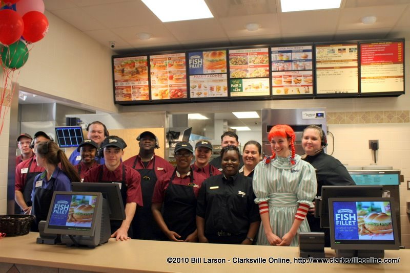 The Riverside Drive Wendy's reopening team gathered behind the counter in Clarksville in 2011