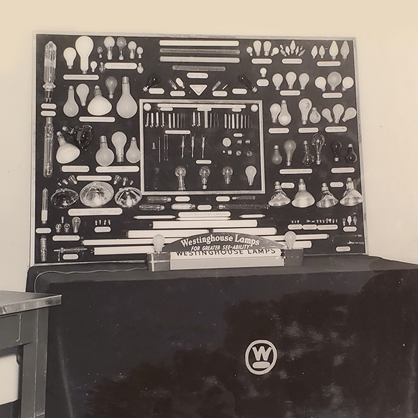 Archival Westinghouse lighting display from Wesco’s company history