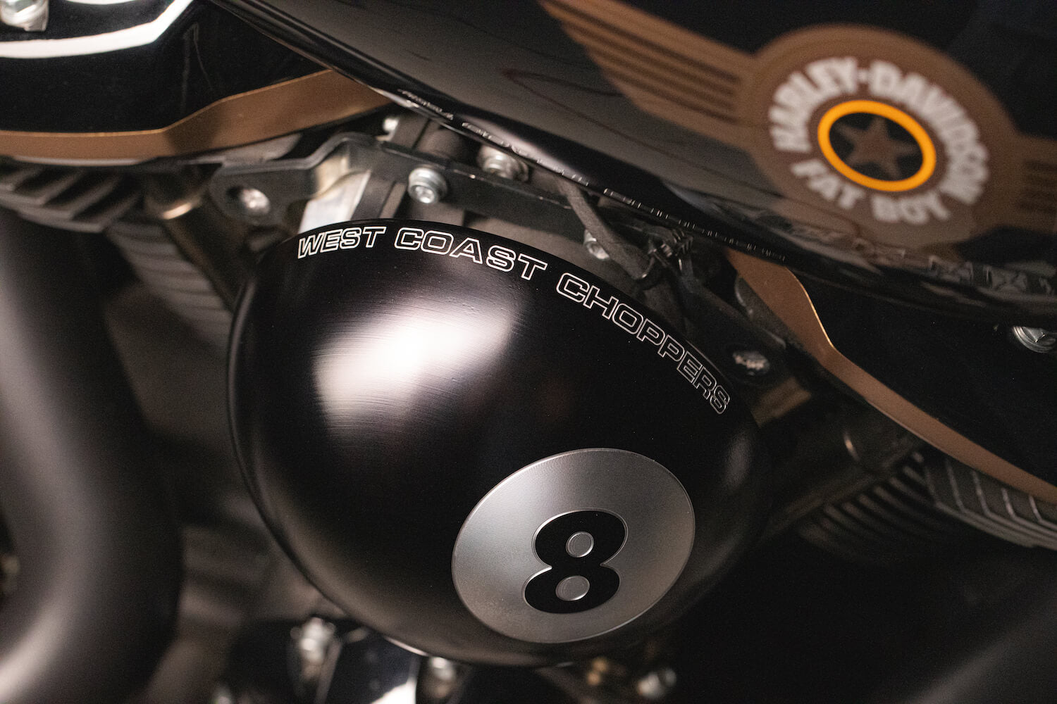 West Coast Choppers black M8 BALL air cleaner and cover kit