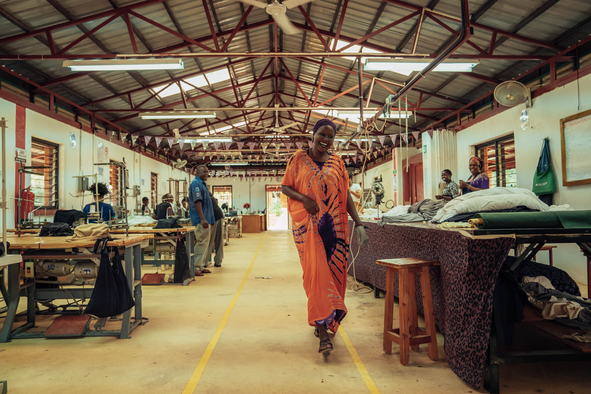 Staff inside the Wildlife Works eco-factory in Kenya