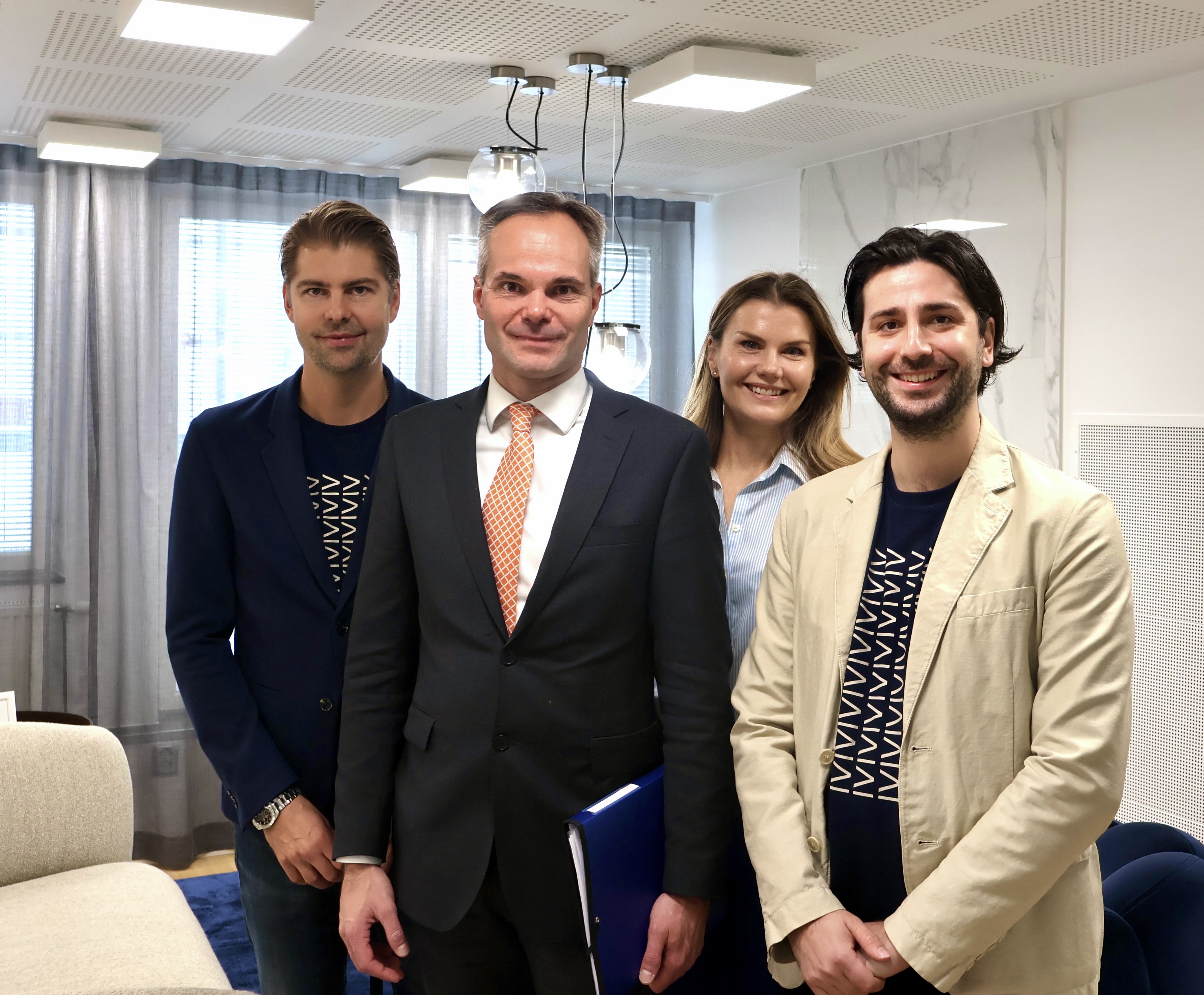 Wilhelm Lindholm, Kai Mykkänen, Heli Mehtätalo-Takala and Elie Kopaly at Innovestor’s energy-storage announcement