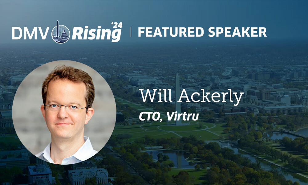 Event graphic featuring Will Ackerly for a 2024 DMV Rising cybersecurity panel