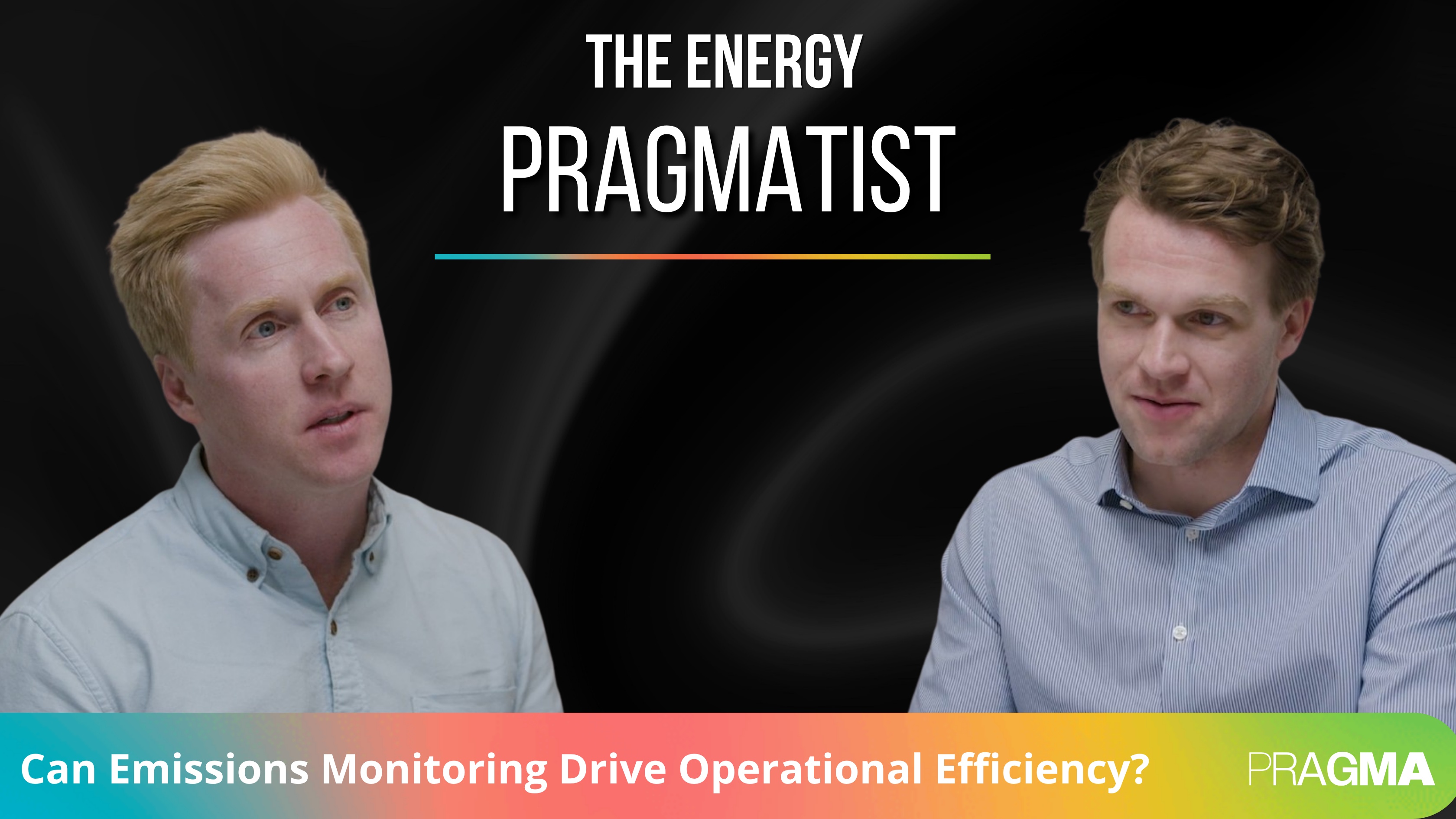 PRAGMA interview artwork showing Ben West and Will Foiles discussing emissions monitoring