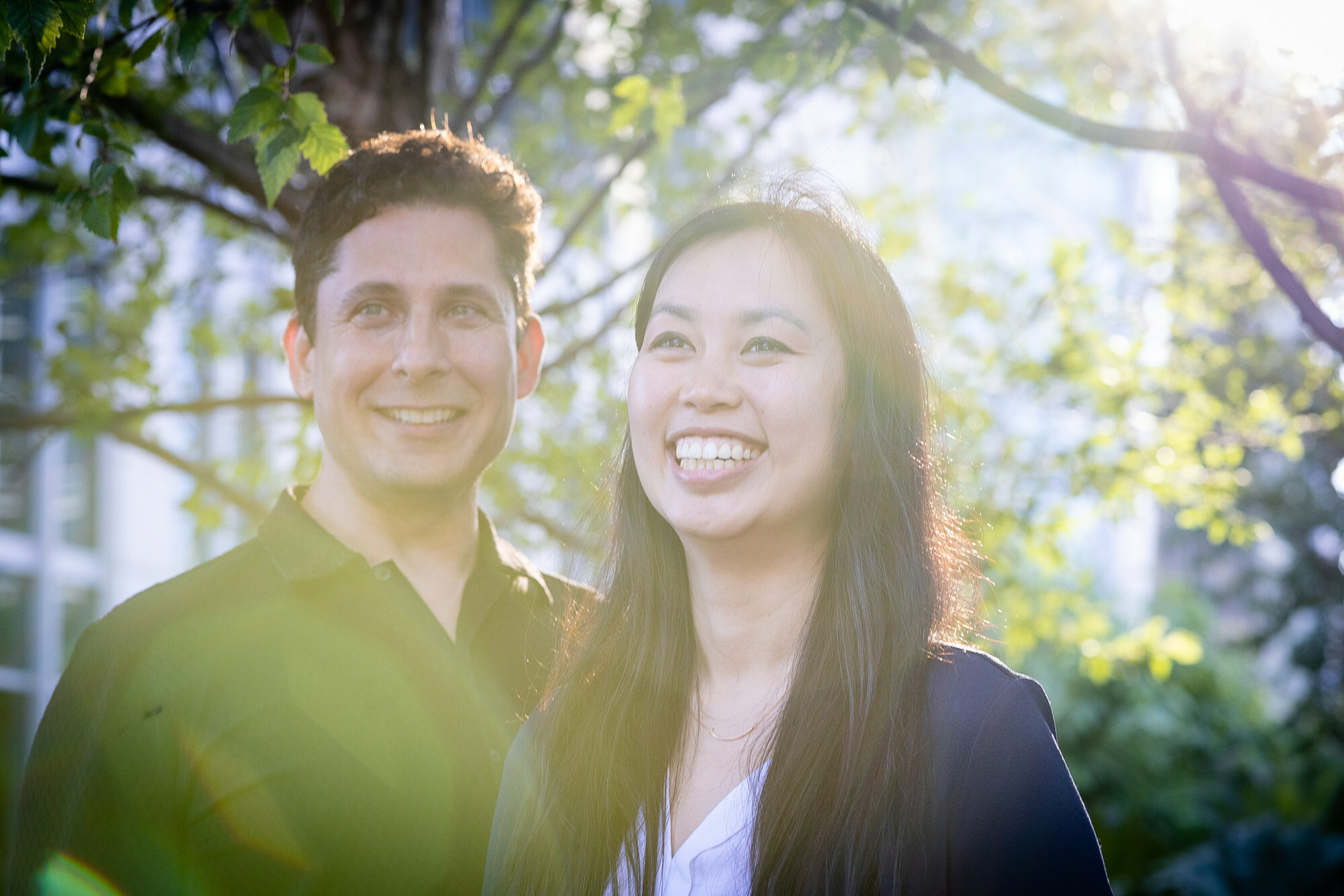 Will Greene, left, and Banyan Infrastructure co-founder Amanda Li smiling outdoors