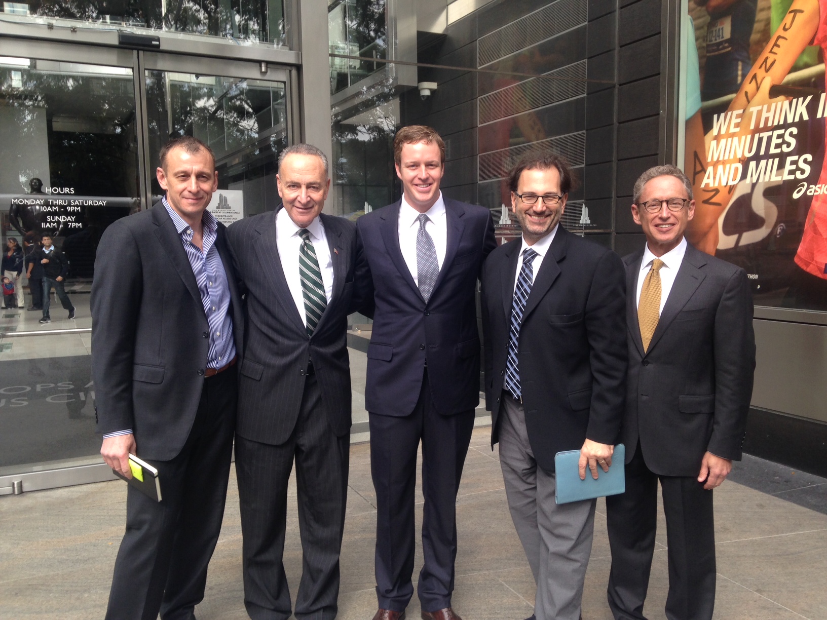 Will Smith with Senator Charles Schumer and location analytics representatives at the 2013 privacy code announcement.